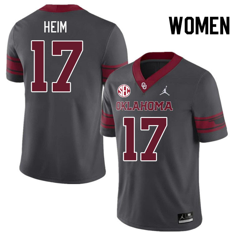 Women #17 Taylor Heim Oklahoma Sooners 2024 SEC Conference College Football Jerseys-Charcoal